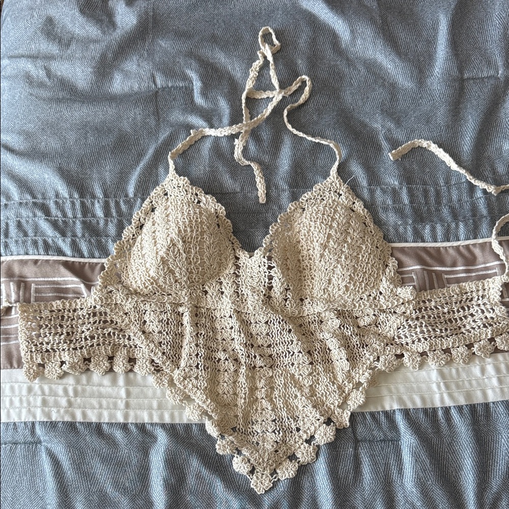 Crochet Lace Bralette in Cream